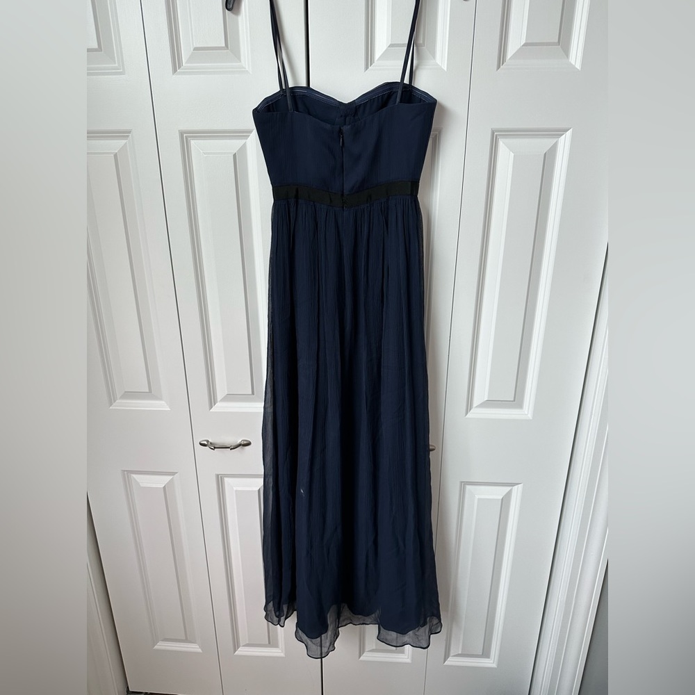 BCBG Max Azria Navy Chiffon Maxi Strapless Dress - Picture 2 of 5